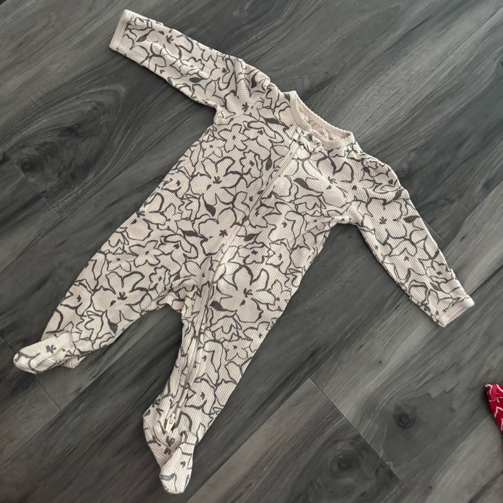 Carter's Black and White Floral Footie